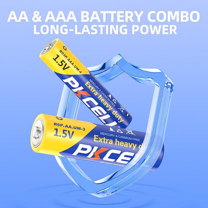 PKCELL AA Batteries 24 Pack & AAA Batteries 24 Pack Combo (48 Count), Double A Batteries and Triple A Batteries, 1.5V High-Performance Carbon Battery