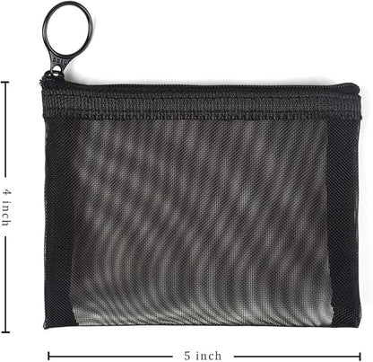 Patu Mini Zipper Mesh Bags, 4" x 5", Size S / A7, 5 Pieces, Beauty Makeup Lipstick Cosmetic Accessories Organizer, Small Travel Kit Storage Pouch, Assorted Colors
