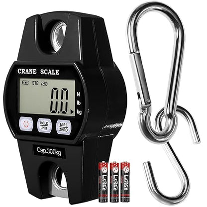 Digital Hanging Crane Scale 660LB/300KG， Deer Hunting Scales, Farm,Fishing, Fish, Meat，Game,Luggage Scale with Hold/Tare