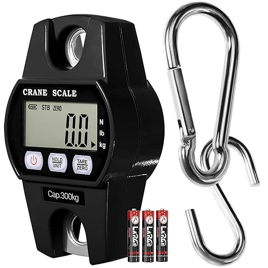 Digital Hanging Crane Scale 660LB/300KG， Deer Hunting Scales, Farm,Fishing, Fish, Meat，Game,Luggage Scale with Hold/Tare