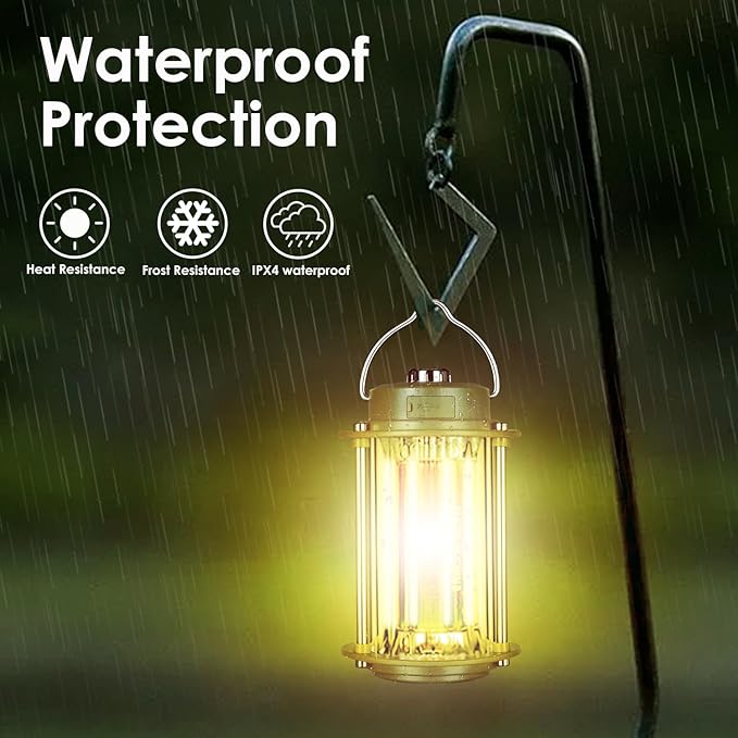 Rechargeable Camping Lantern, 3 Modes Dimmable Camping Lights, 3200mA High Capacity Battery Hurricane Lantern, IPX4 Waterproof Portable Emergency Camp Lights for Hurricane Survival Hiking With Bracket