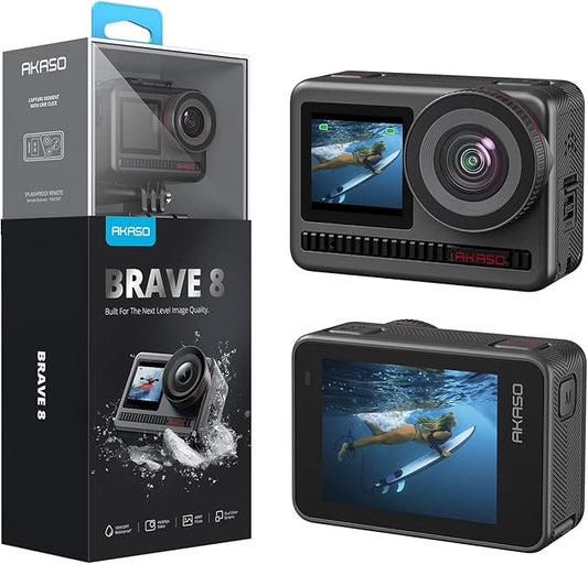 AKASO Brave 8 4K60FPS Action Camera, 48MP Photo Touch Screen Waterproof Super Wide Angle 16x Slo-mo SuperSmooth Stabilization Underwater Camera with Remote Control Helmet Accessories (Brave 8)