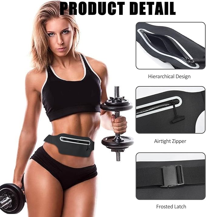 Waterproof Fanny Pack Women for Swimming Running Belt Bag Men Waist Bag Kids, Slim Hiking Waist Pack GYM Runners Exercise Workout Beach Kayaking Water Sports Dry Bags Cell Phone Pouch Black