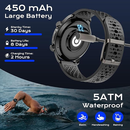 GPS Smart Watches for Men (Answer/Make Call), 1.60" AMOLED Display Smartwatch, 170+ Sports Modes Fitness Tracker Watch with Compass Pedometer, 5ATM Waterproof Mens Smart Watch for Android iPhone