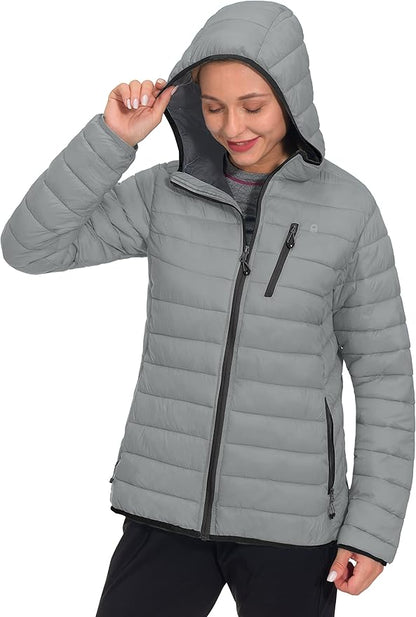 Little Donkey Andy Women's Packable Lightweight Puffer Jacket Hooded Windproof Winter Coat with Recycled Insulation