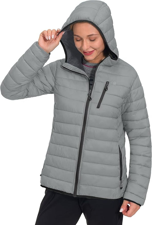 Little Donkey Andy Women's Packable Lightweight Puffer Jacket Hooded Windproof Winter Coat with Recycled Insulation