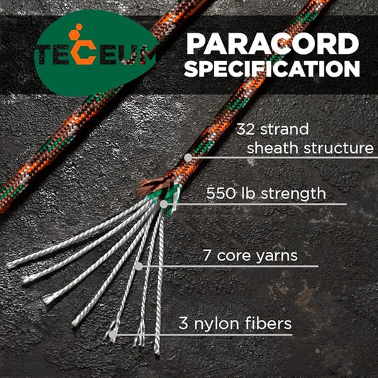 TECEUM Heavy Duty Rope 1000 – 1000ft / 200ft / 100ft / 50ft – 40+ Colors – Utility Rope for Survival & Camping Gear – Nylon String, Camping Rope, para Cord, Utility Nylon Rope, Tent Cord