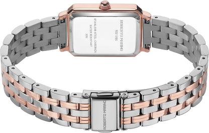 Roberto Marino RM1982 Women’s Luxury Watch Rectangular Gold – Japanese Quartz Movement, Vintage Stainless Steel Design, Silver Dial, Elegant Dress Timepiece, 3ATM Water Resistant – Reloj para Mujer