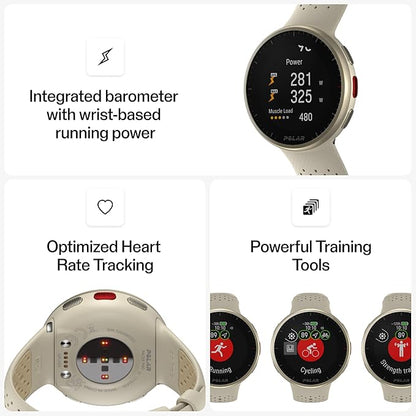 POLAR Pacer Pro Advanced Ultra-Light GPS Fitness Tracker Smartwatch for Runners with Training Program & Recovery Tools; S-L, for Men or Women, Champagne Gold
