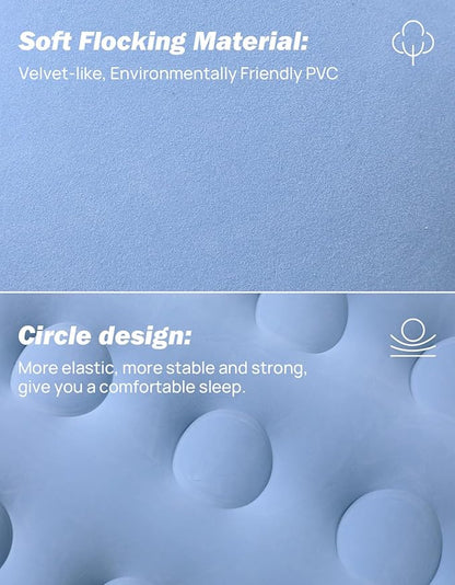 JOYTUTUS Truck Mattress for Camping, Air Bed with Inflatable Pillow for 5.5-5.8Ft, Full-Size Thicken Sleeping Pad with Cup Holder, Blow Up Bed for Car Truck Pickup F150, Grey Blue