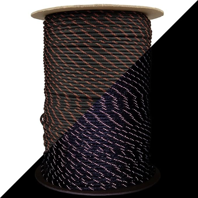 Reflective 550lb Paracord – 7 Strand Type III Nylon Parachute Cord for Hiking, Camping, and Fishing – 30+ Colors and 6 Length Options