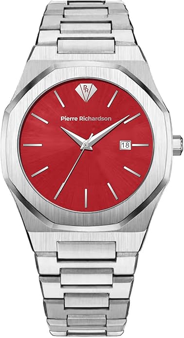 PIERRE RICHARDSON PR5428 Men’s Luxury Watch – Japanese Quartz Movement, Stainless Steel, 41mm, 5ATM Water Resistant, Scratch-Resistant Sapphire Crystal Glass – Classic Dress Watch for Men