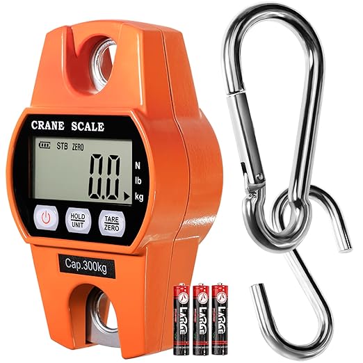 Digital Hanging Scale 660 Lb 300 Kg Hanging Digital Scale, Handheld Mini Crane Scale with Hooks for Farm Hunting Fishing Outdoor
