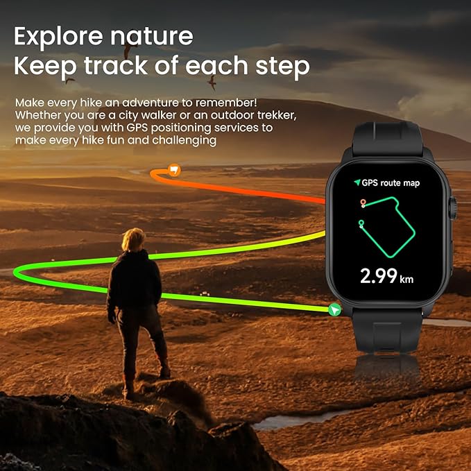 Smart Watch For Men Women: 1.96" AMOLED Touchscreen,GPS Tracker,Waterproof Make/Answer Call Smart Watches,Sleep & Activity Tracking,multiple Sport Modes,Digital Running Watches for iPhone Android iOS