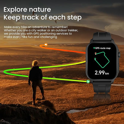 Smart Watch (Answer/Make Call), 1.96" AMOLED Touchscreen GPS Fitness Tracker for Men Women, Heart Rate SpO2 Monitor, Waterproof, Sleep & Activity Tracking Smartwatch for Android iOS