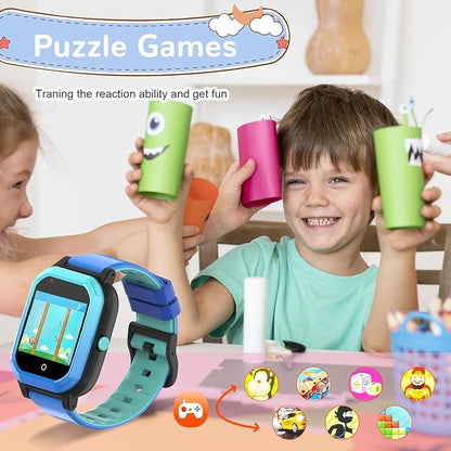 Wonlex GPS Smart Watch for Kids, 4G Smartwatch with SIM Card, 1.4" Phone Watch with Video Calls, Voice Chat, SOS, Camera, Pedometer, Alarm, Games for Boys Girls Aged 3-12 Years Old