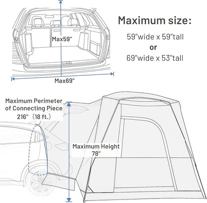 TIMBER RIDGE 5 Person SUV Tent with Movie Screen Weather Resistant Portable for Car SUV Van Camping, Includes Rainfly and Storage Bag, 10' W X 8' L X 7.1' H Green