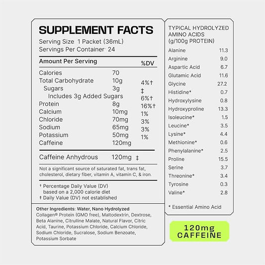 Frog Fuel Ultra Energized Pre Workout Shot & Energy Gel, 120mg Caffeine, 1500mg Beta Alanine, Electrolytes 8g Protein Nano-Hydrolyzed Grass Fed Collagen, 10g Carbs, Berry, 1.2 oz Packets, 24 Pack