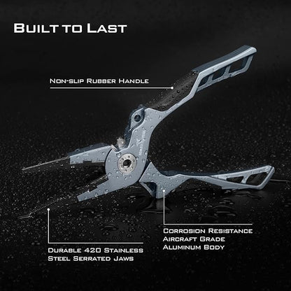 KastKing Gila 7.5-inch Fishing Pliers with Scissor Line Cutters, Aircraft Grade Aluminum Fishing Gear, Saltwater Resistant Fishing Tools, Non-Slip Rubber Handle