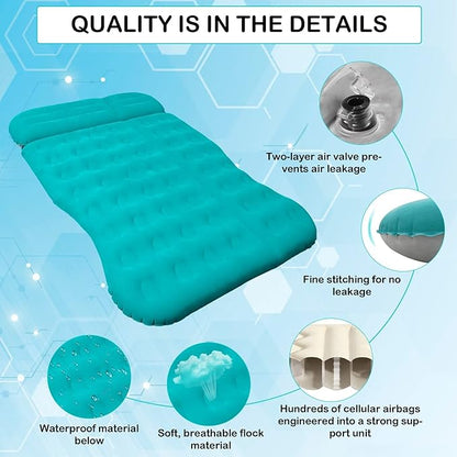 SUV Air Mattress,Thickened Flocked Camping Bed for Car Trunk & Back Seat ， Includes Electric Pump & 2 Foot Pedals ， Portable Inflatable car Mattress for Camping,Sleeping