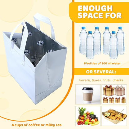 Hushee 200 Pcs Insulated Take out Bags Bulk Thermal Insulation Take Away Bags Disposable Cooler Bags 10.24x11.02x6.69 Inch for Grocery Lunch Hot Cold Frozen Food Delivery Shipping(White)
