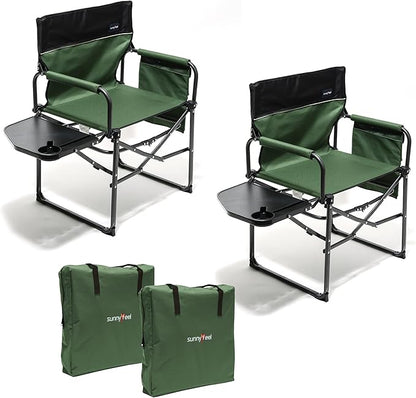 SUNNYFEEL Camping Directors Chair, Heavy Duty,Oversized Portable Folding Chair with Side Table, Pocket for Beach, Fishing,Trip,Picnic,Lawn,Concert Outdoor Foldable Camp Chairs