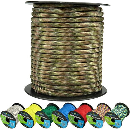 West Coast Paracord 550lb Paracord Spools – 7 Strand Type III Tactical Parachute Cord for Hiking, Camping, and Fishing – Multi Camo (100 ft)
