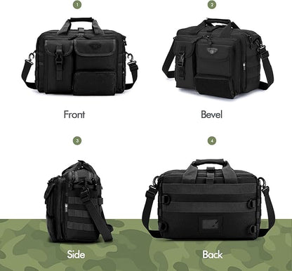 BAGZY Tactical Messenger Bag for Men Multifunctional Tactical Briefcase, Men's Military Laptop Bag 14/15.6/17.3 Inch Professional Work Bag for Business Teacher Office Travel
