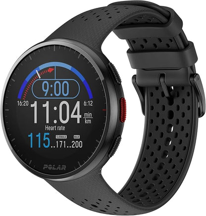 POLAR Pacer Pro Advanced Ultra-Light GPS Fitness Tracker Smartwatch for Runners with Training Program & Recovery Tools; S-L, for Men or Women, Grey-Black
