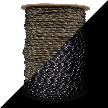 Reflective 550lb Paracord – 7 Strand Type III Nylon Parachute Cord for Hiking, Camping, and Fishing – 30+ Colors and 6 Length Options