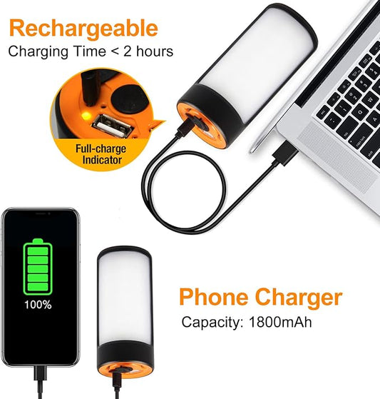 LED Camping Lantern, CT CAPETRONIX Rechargeable Camping Lights with 400LM 5 Light Modes Water-Resistant, Portable Tent Lights for Camping Power Outage Emergency Hurricane (4 Pack, Black & Orange)