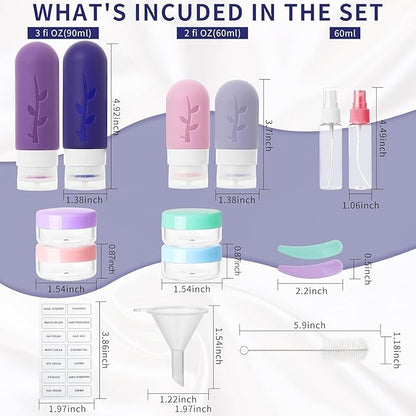 Travel Containers for Toiletries, 18pack TSA Approved Travel Size Containers for Toiletries,travel bottles for Toiletries,travel Jars or Personal Travel Essentials