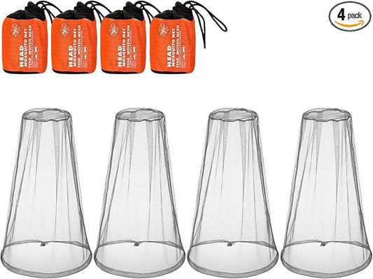 Hestya 4 Pack Mosquito Face Mesh Net Protecting Net for Outdoor Hiking Camping Climbing Mosquito Fly Insects Preventing (Grey)