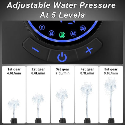 Portable Shower for Camping - 8000mAh Rechargeable Outdoor Shower Pump with 5 Pressure Modes, LED Display, IPX8 Waterproof, Lightweight Design for Hiking, Travel, Pet Cleaning, and Emergency