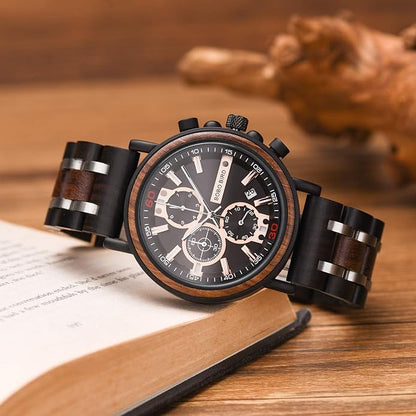 BOBO BIRD S18-1 Personalized Engraved Wood Watch Customized Wooden Watches for Husband Boyfriend Birthday Anniversary