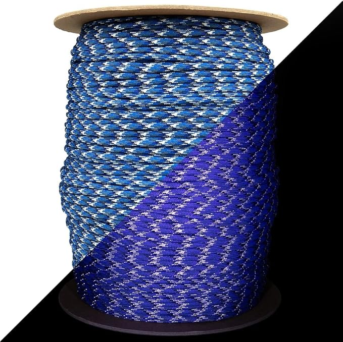 Reflective 550lb Paracord – 7 Strand Type III Nylon Parachute Cord for Hiking, Camping, and Fishing – 30+ Colors and 6 Length Options
