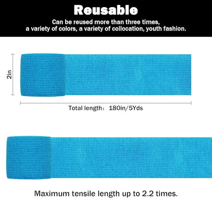 Bandages First Aid Tape Cohesive Bandage First Aid Bandages Cohesive Wrap Adhesive Bandage Self Adherent Cohesive Wrap Bandages Colorful Bandages (Mix6-A, 2-Inch)