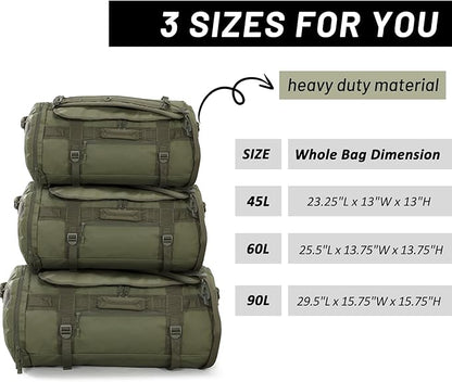 MIER Large Duffel Backpack Sports Gym Bag with Shoe Compartment, Heavy Duty and Water Resistant, Dark Green, 90L