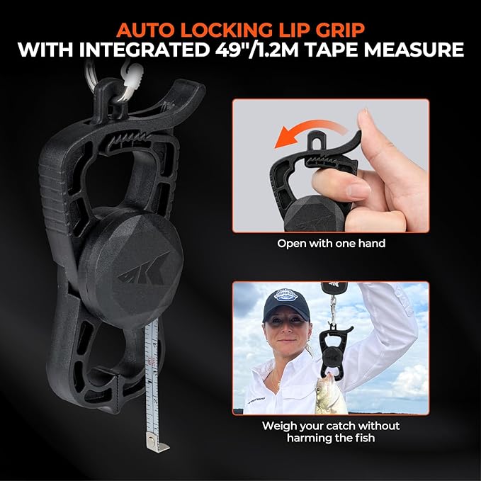 KastKing ToughTide Fishing Tool Kit, Rechargeable Digital Fish Scale with Lip Grip & Tape Measure, 7” Fillet Knife with Sheath & Sharpener, 8” Split Ring Fishing Pliers
