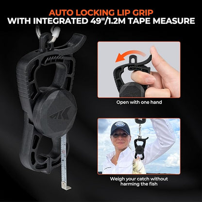 KastKing ToughTide Fishing Tool Kit, Rechargeable Digital Fish Scale with Lip Grip & Tape Measure, 7” Fillet Knife with Sheath & Sharpener, 8” Split Ring Fishing Pliers