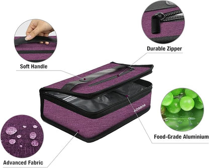 Aosbos Mini Lunch Bag Small Lunch Box for Women Men Insulated Lunchbag Compact Lunch Cooler Bags Adult Lunch Pail Thermal Lunchbox Reusable Snack Boxes Sandwich Container Loncheras Para Mujer
