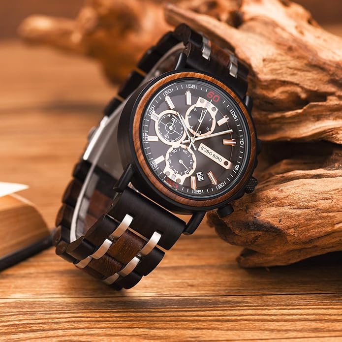 BOBO BIRD S18-1 Personalized Engraved Wood Watch Customized Wooden Watches for Husband Boyfriend Birthday Anniversary