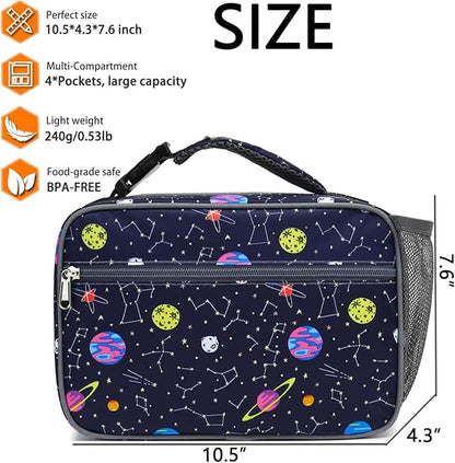 Insulated Lunch Box for School, Thermal Reusable Durable Freezable Lunch Bags for Kids Boys Girls Men Women - Small Soft Cooler Portable Lunch Tote Kit for Work Picnic Travel,Constellation