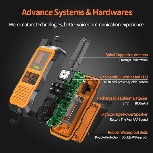 G2pro Walkie Talkies Long Range for Adults, Waterproof, Shock Resistant & Rechargeable Two-Way Radio with VOX 2 Pack(Orange)
