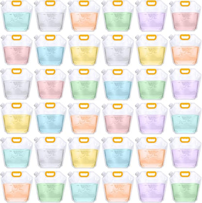 Tessco for you 36 Pcs 1.3 Gallon Collapsible Water Storage Bag Water Container Emergency Jug Plastic Storage Pouch Freezable Carrier Tank Foldable Bottle for Outdoor Sport Camping Hiking (Clear)