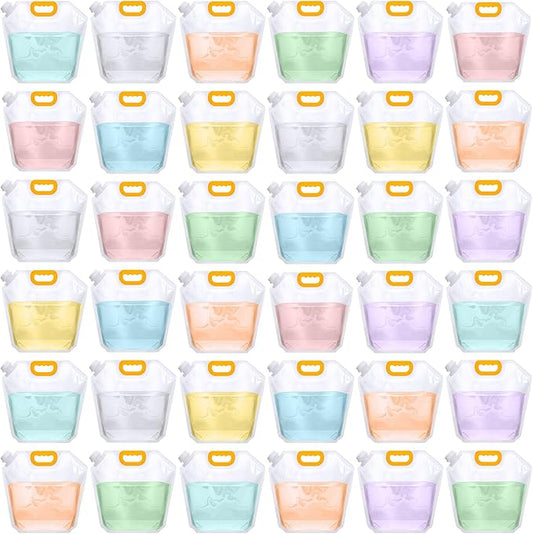 Tessco for you 36 Pcs 1.3 Gallon Collapsible Water Storage Bag Water Container Emergency Jug Plastic Storage Pouch Freezable Carrier Tank Foldable Bottle for Outdoor Sport Camping Hiking (Clear)