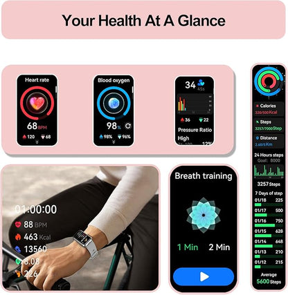 Smart Watch for Women, Fitness Tracker (Answer/Make Calls), with 1.47″ AMOLED Always-On Display, 24/7 Heart Rate, Sleep Tracking, 110+ Sport Modes, Custom watch faces, Compatible for Android Phone, A1