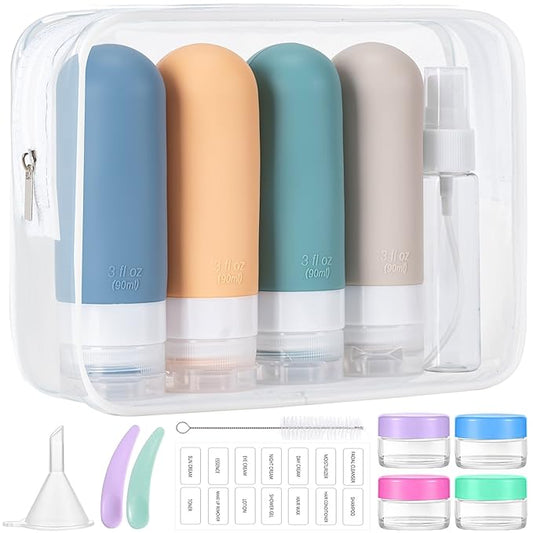 MODENGKONGJIAN 16 Pack Travel Bottles for Toiletries,TSA Approved Silicone Squeezable Travel Shampoo Bottles, 3oz Leak Proof Refillable Toiletry Cosmetic Containers（16 Pcs/Light Yellow）