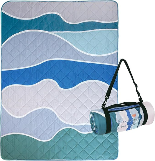 Exclusivo Mezcla Waterproof Picnic Blanket 60x80 Inches Large Multicolor Floral Polyester Sandproof Modern Camping Blanket