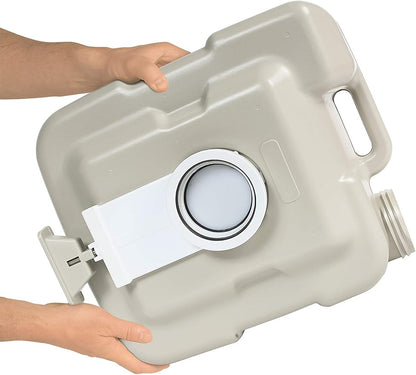 Camco 5.3-Gallon Portable Toilet - Features Detachable Holding Tank w/Sealing Slide Valve & Bellow-Type Flush - Easy Transport w/Compact Lightweight Design & Carry Handle - Gray (41541)